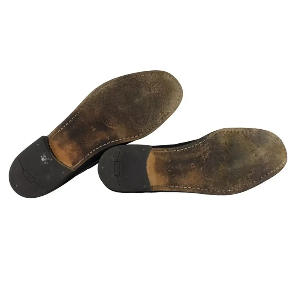 Larson Mens Black Leather Tasseled Moc Toe Slip‎ On Loafers Shoes Size US 10